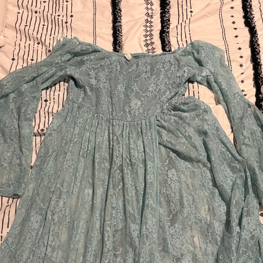 Light Blue Lace Off-Shoulder Maxi Dress Maternity